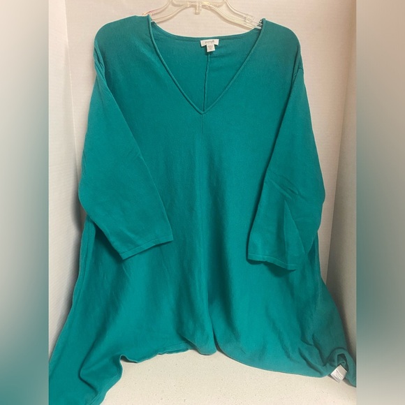 Pure Jill Oversized Teal V-Neck Women's Tunic Size XL - Picture 4 of 6